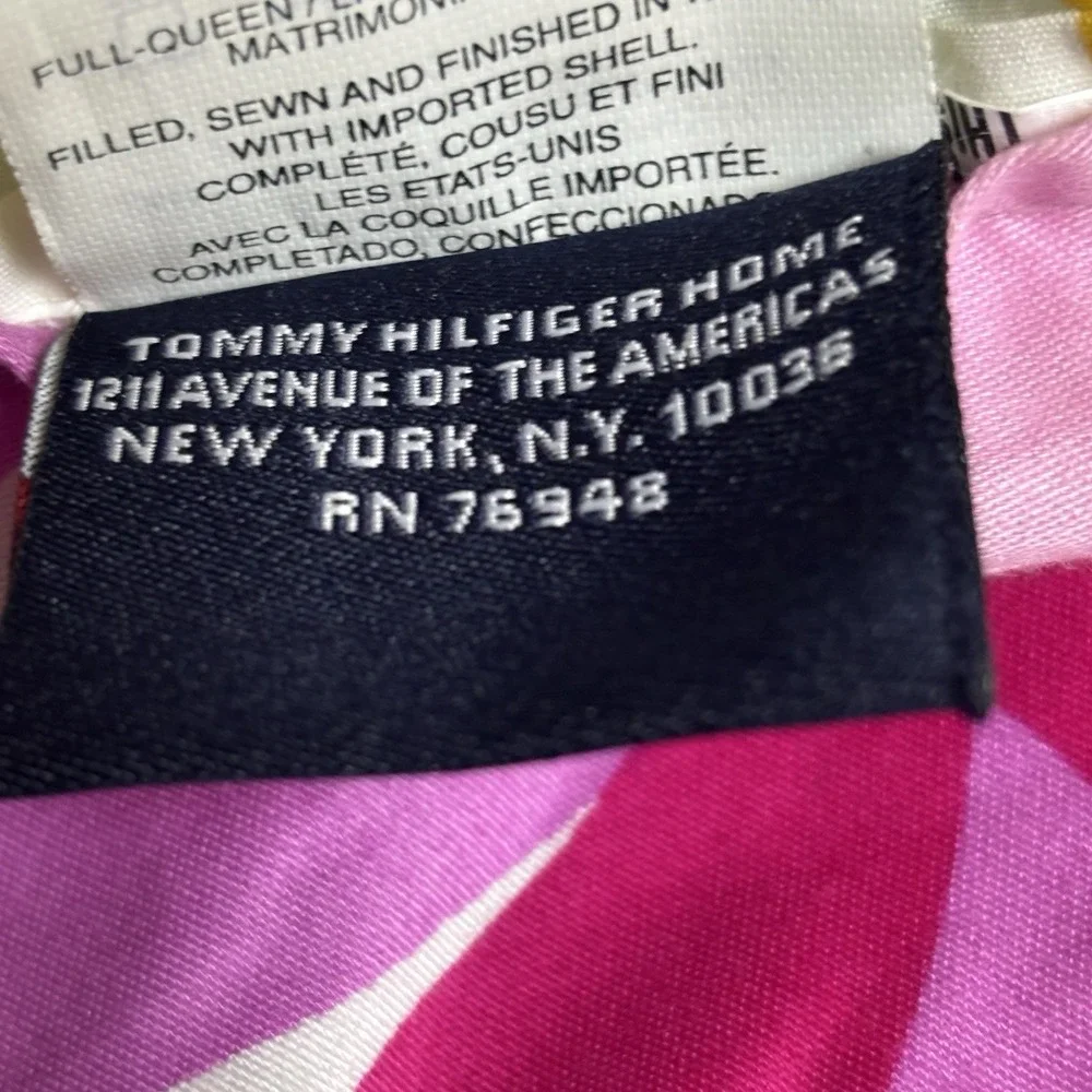 Tommy Hilfiger Somerville Full/Queen Duvet Comforter + 2 Shams Pink Green Floral